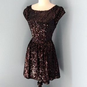 Arden B. Dress 6 Black Sequins Skater Short Sleeve